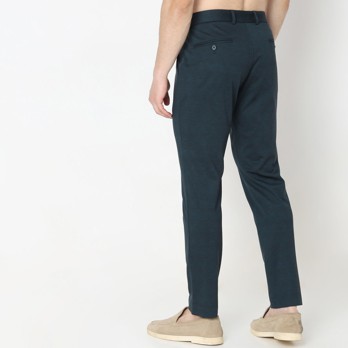 Regular Fit Solid Mid Rise Trousers