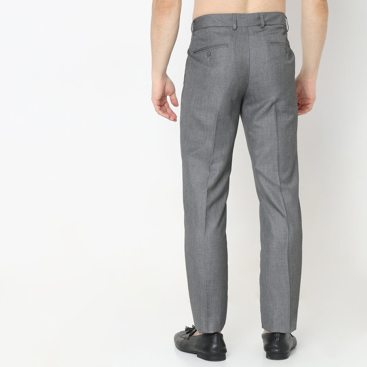 Regular Fit Solid Mid Rise Trousers