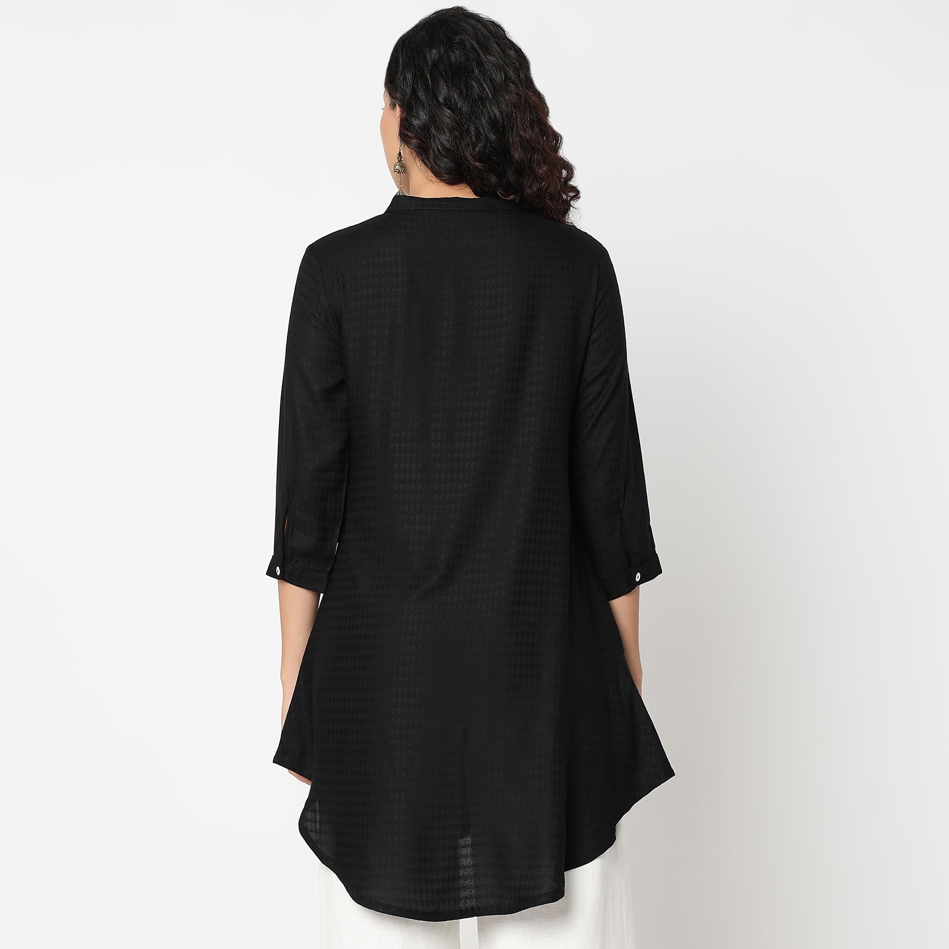 Embroidered Band Neck Kurta with Highlight of Sequence Work