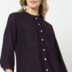 Embroidered Band Neck Kurta with Highlight of Sequence Work