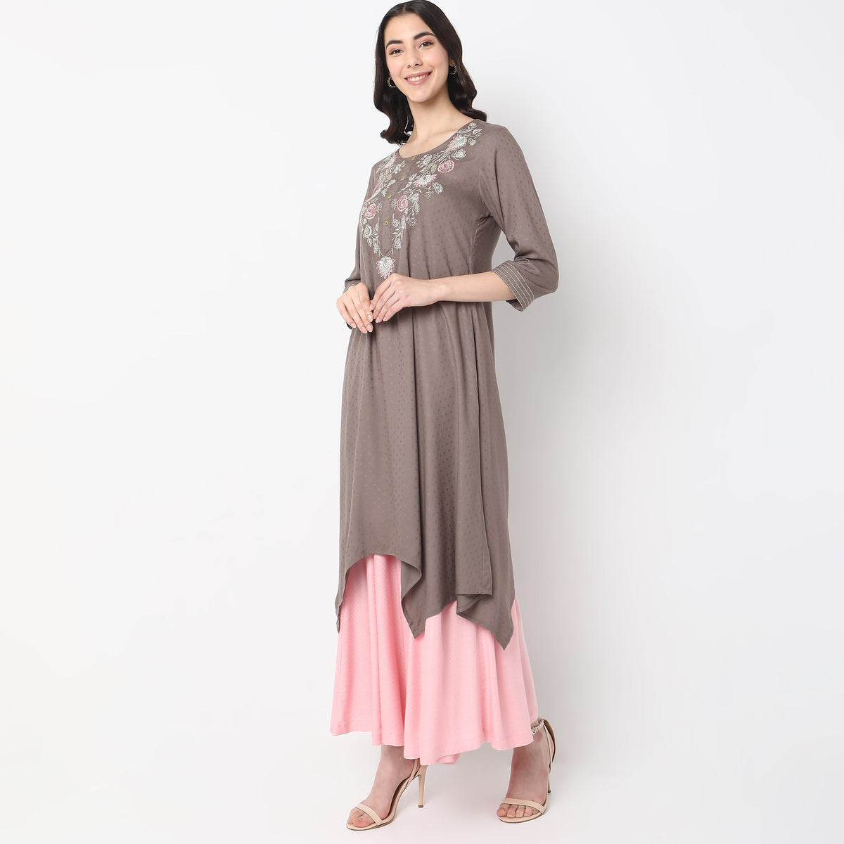 Flare Fit Embroidered Kurta