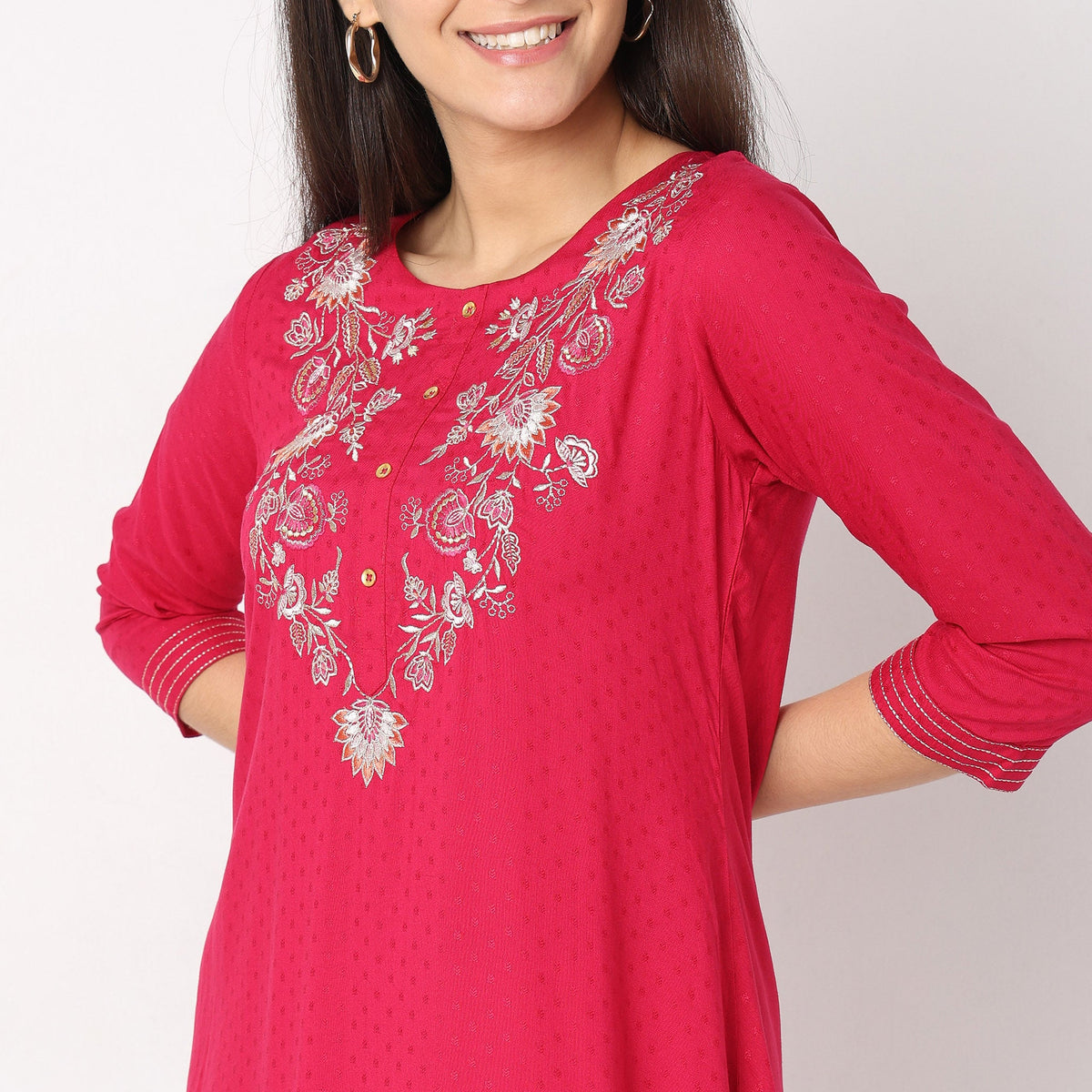 Flare Fit Embroidered Kurta