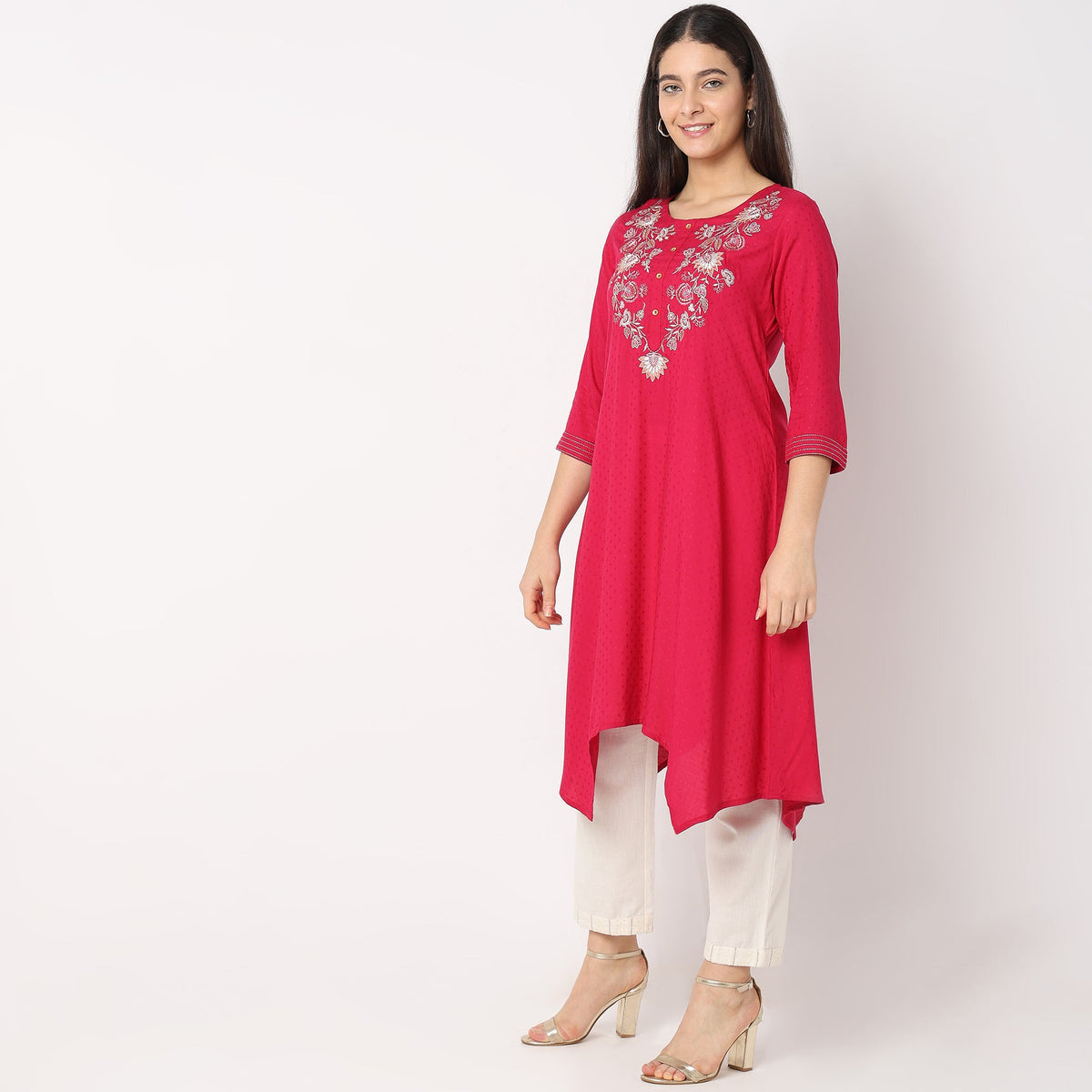 Flare Fit Embroidered Kurta