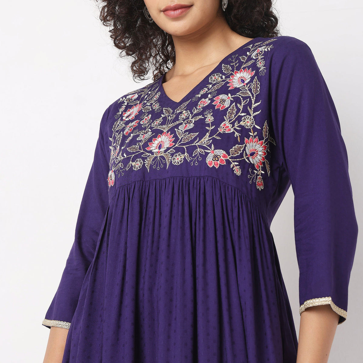 Flare Fit Embroidered Kurta