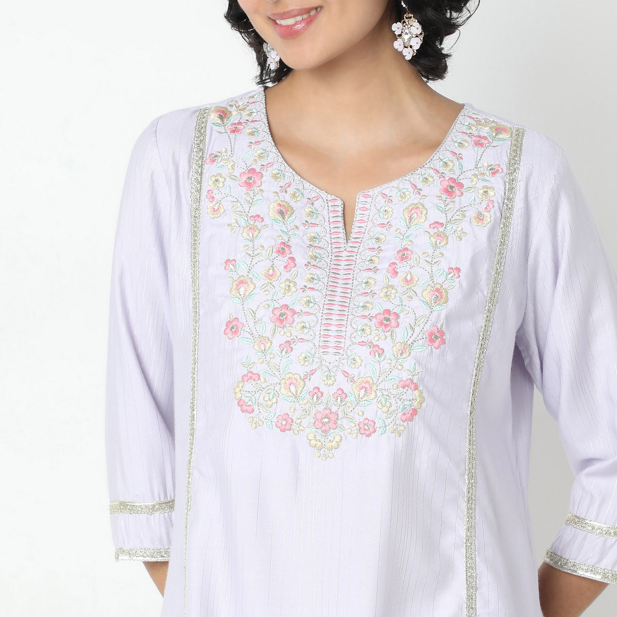 Flare Fit Embroidered Kurta