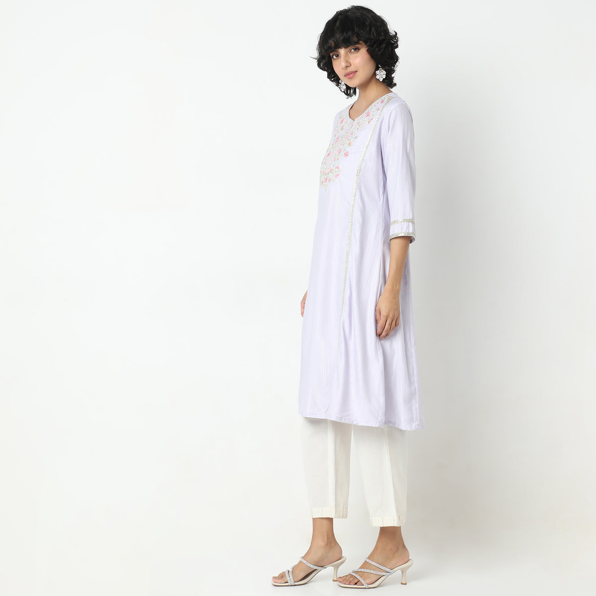 Flare Fit Embroidered Kurta