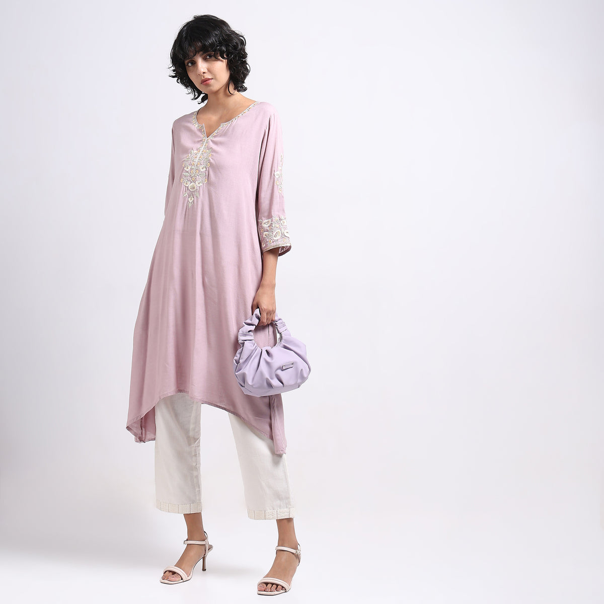 Flare Fit Embroidered Kurta