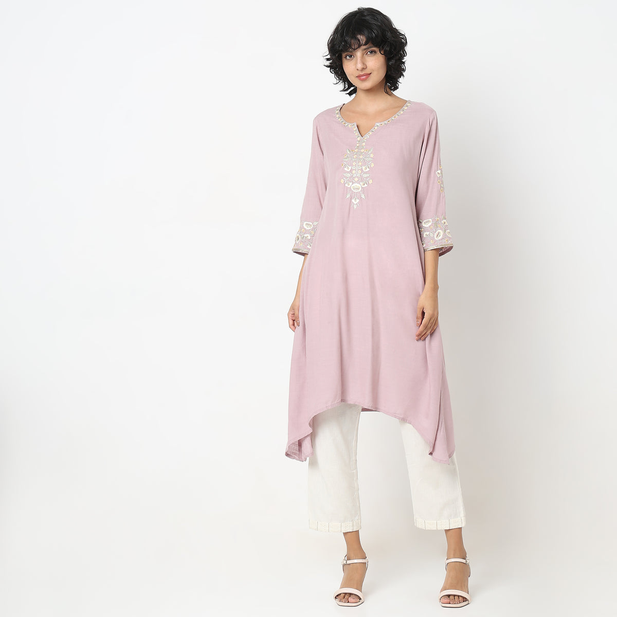 Flare Fit Embroidered Kurta