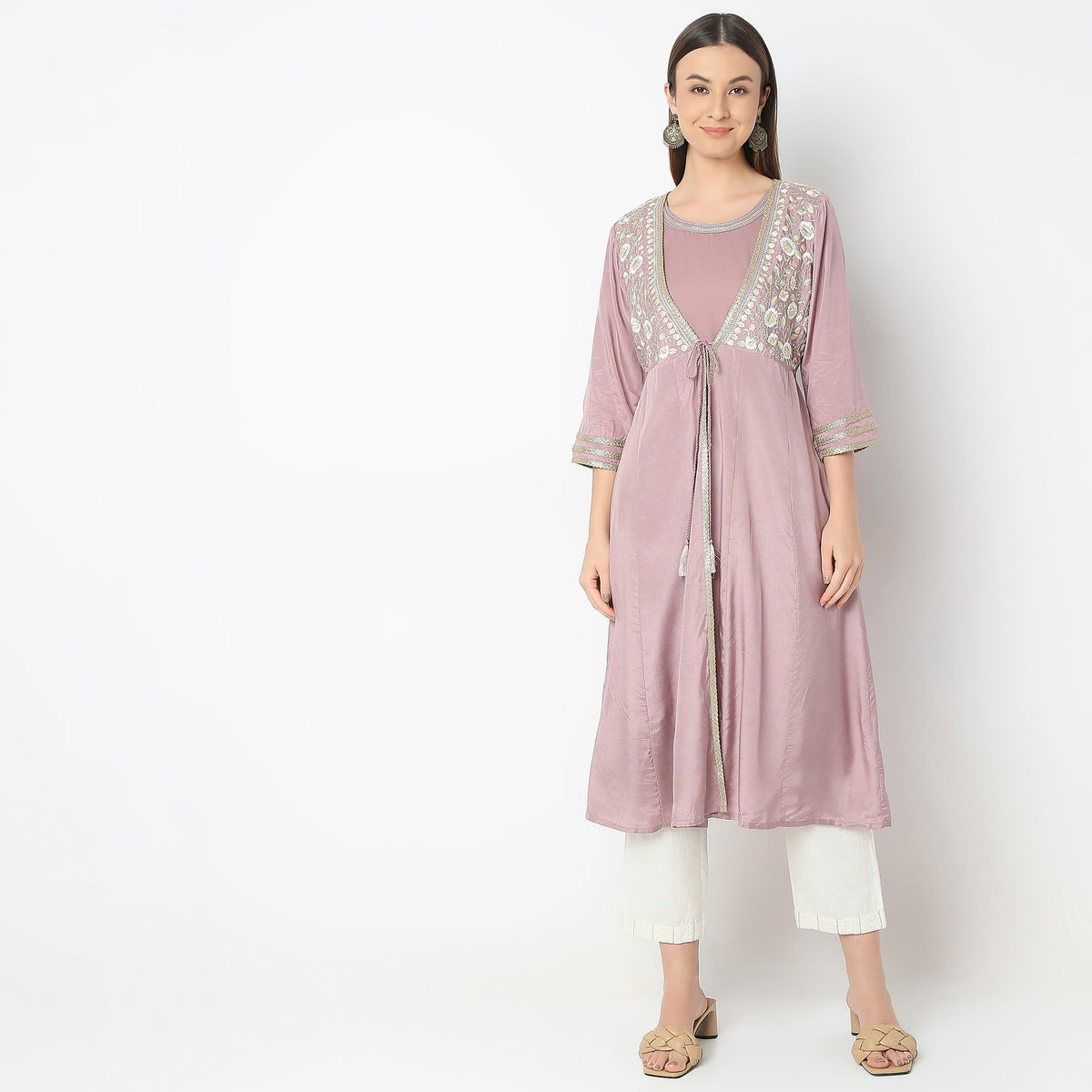 Flare Fit Embroidered Kurta