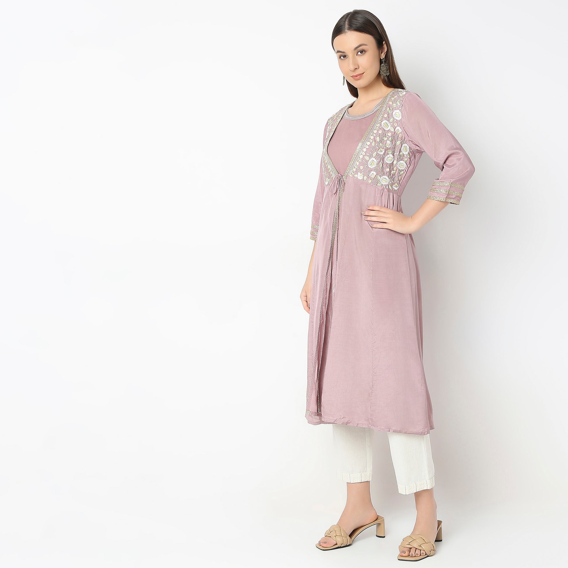 Flare Fit Embroidered Kurta