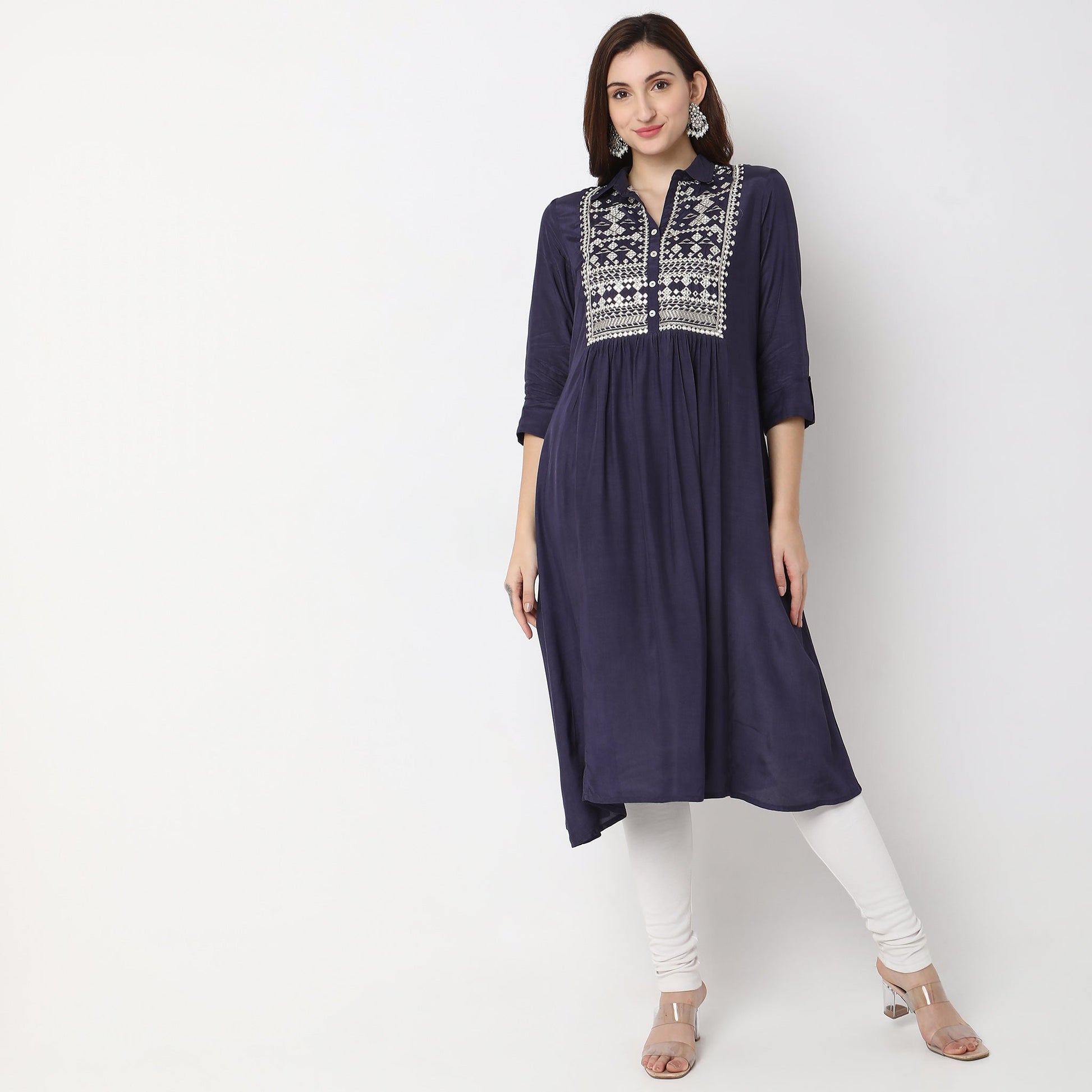 Flare Fit Embroidered Kurta