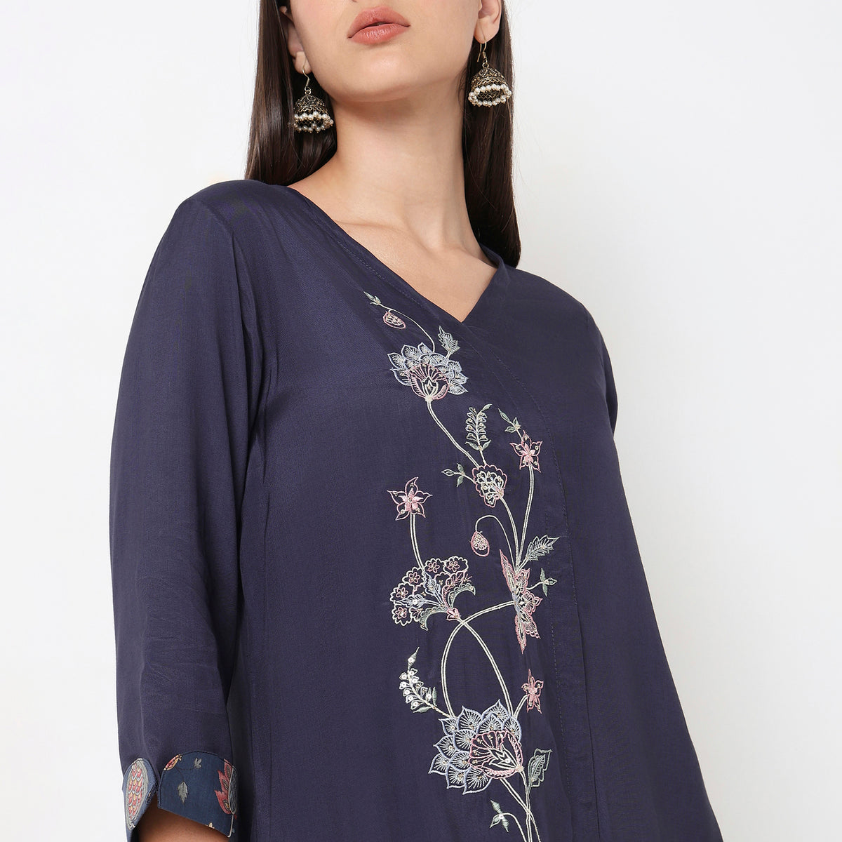 Flare Fit Embroidered Kurta