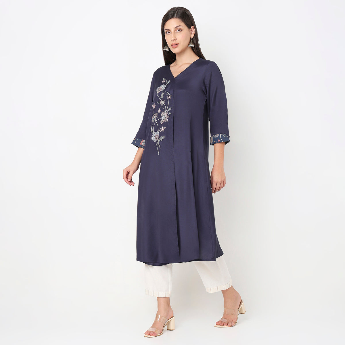 Flare Fit Embroidered Kurta