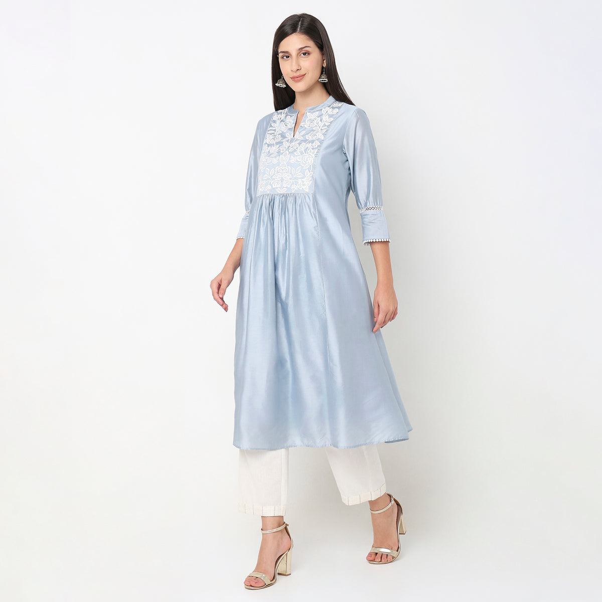 Flare Fit Embroidered Kurta