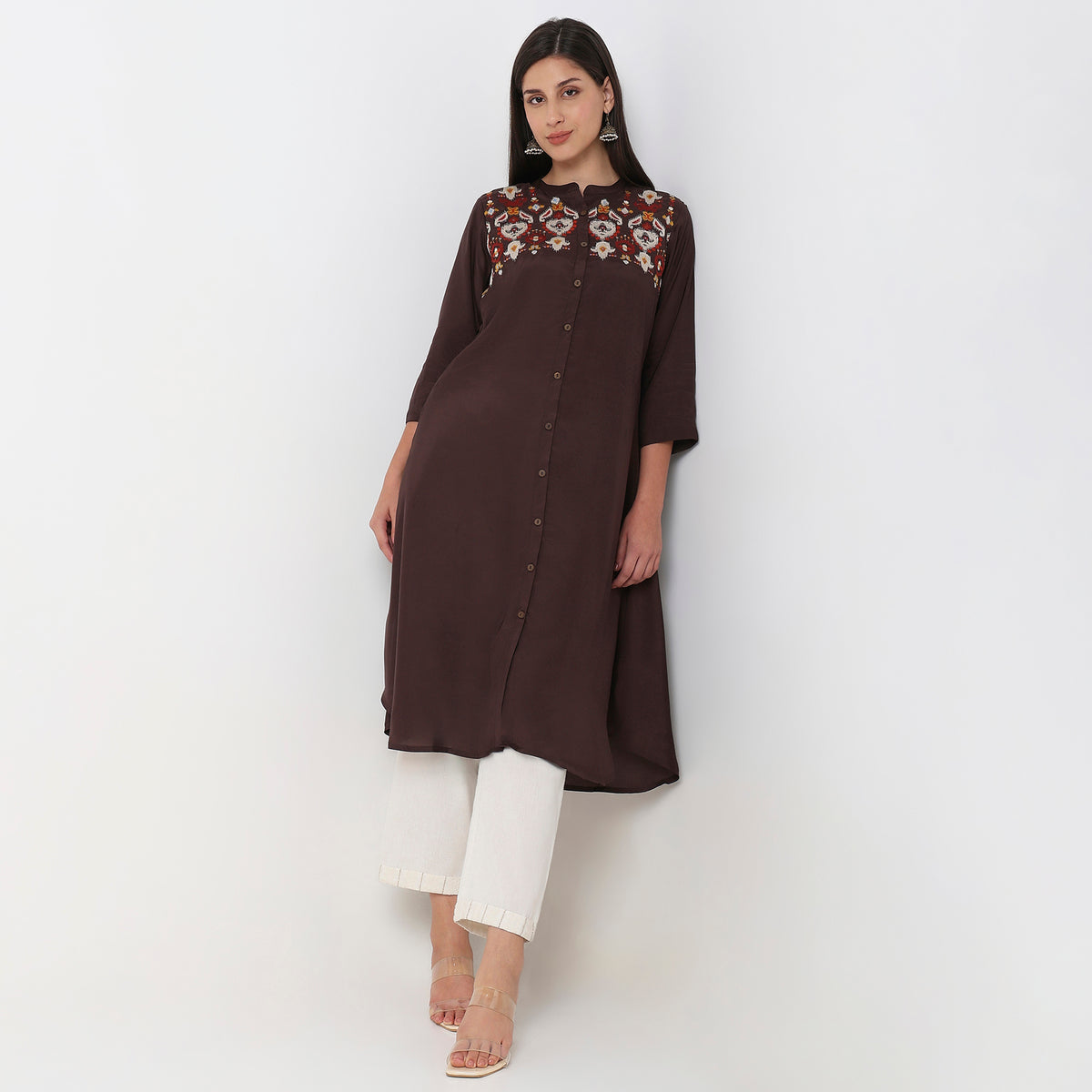 Flare Fit Embroidered Kurta