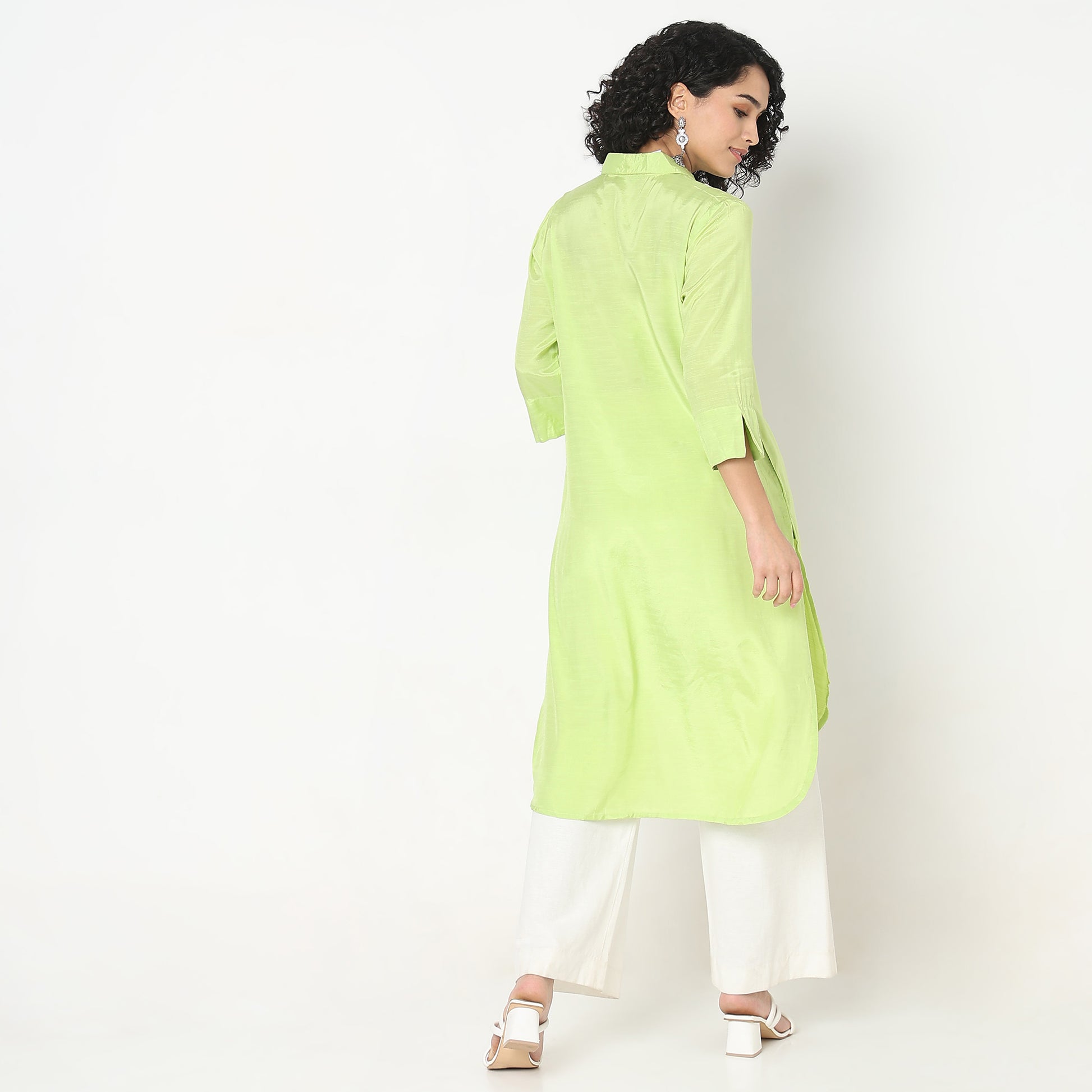 Embroidered Above Knee Flared Workday Staples High-Low Kurta