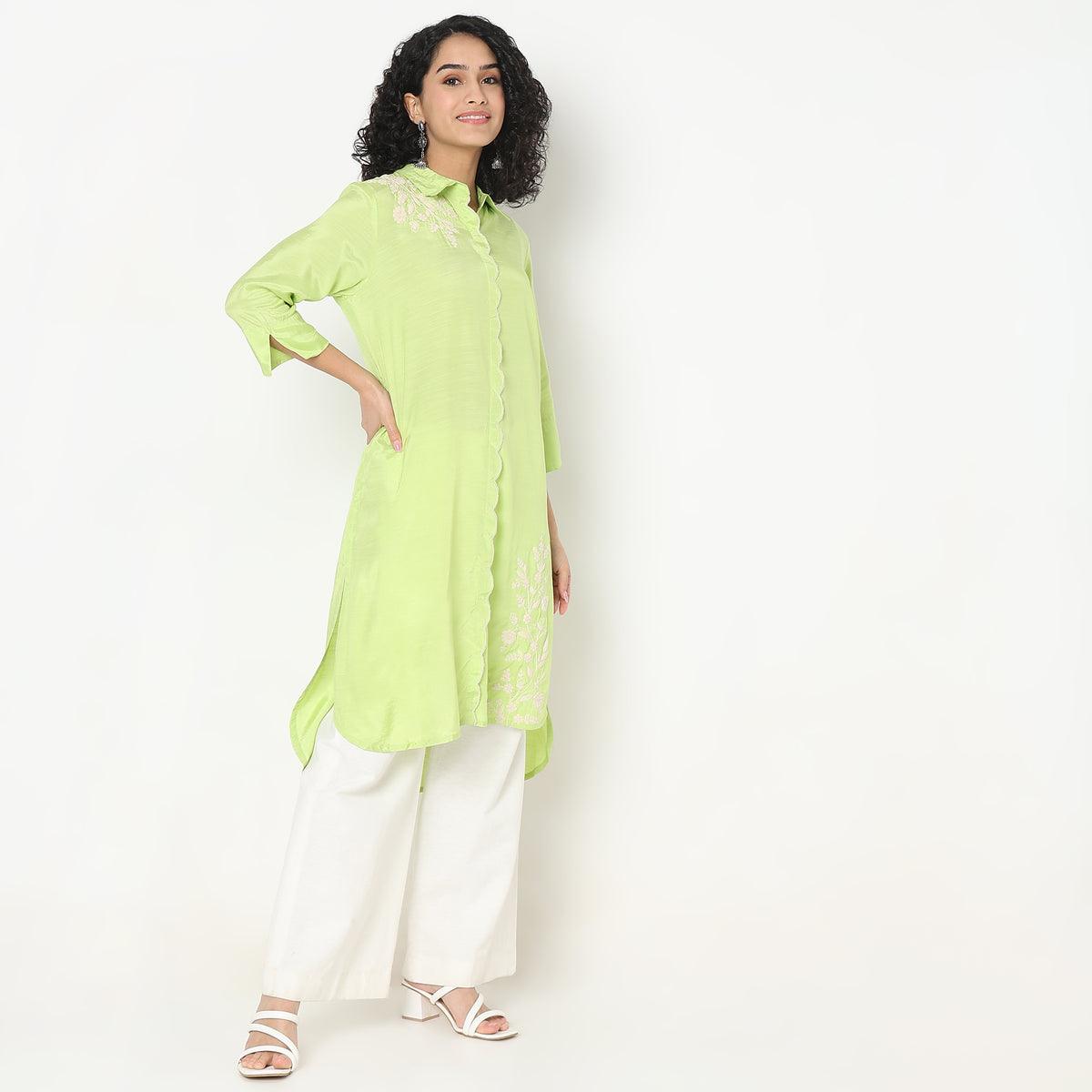 Flare Fit Embroidered Kurta