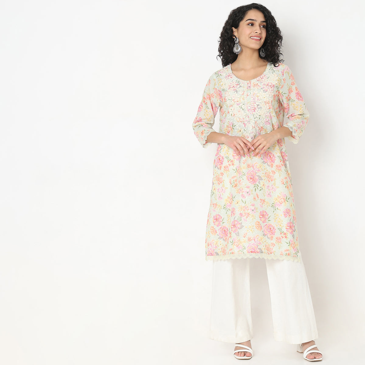 Flare Fit Embroidered Kurta