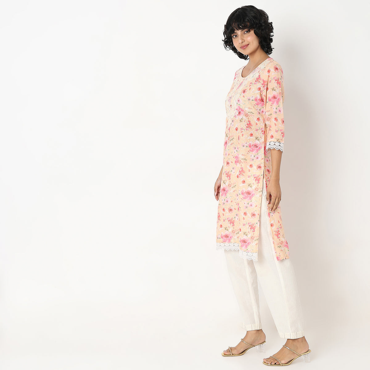 Flare Fit Embroidered Kurta