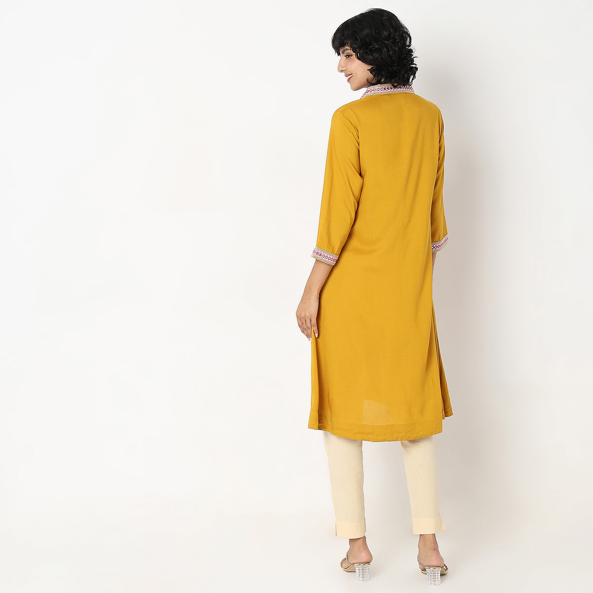 Flare Fit Solid Kurta