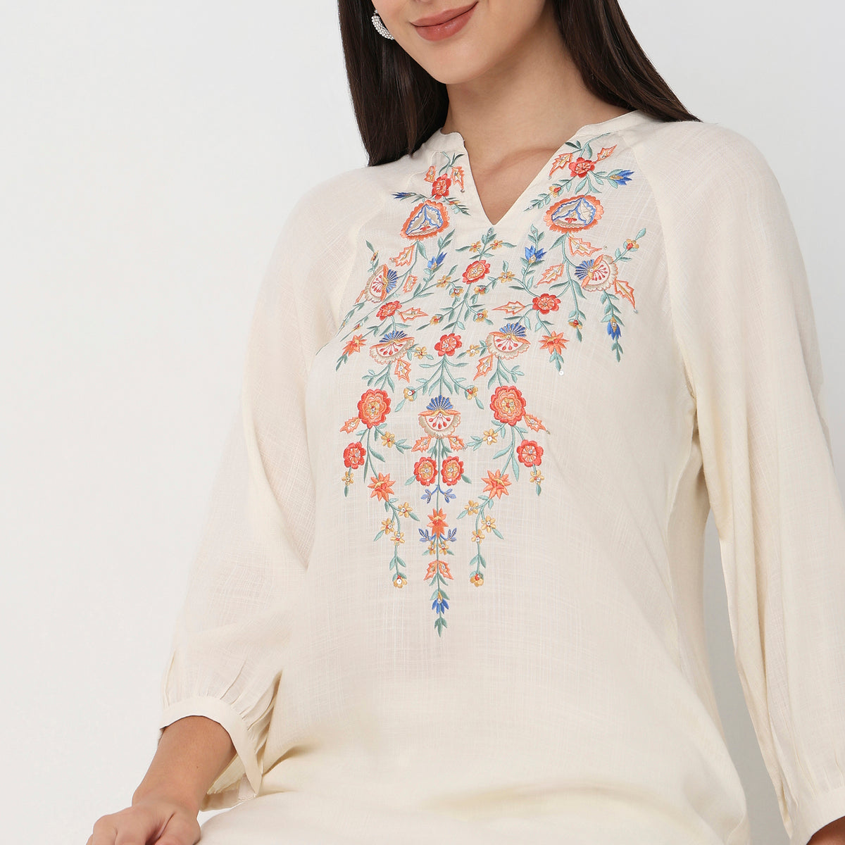 Flare Fit Embroidered Kurta