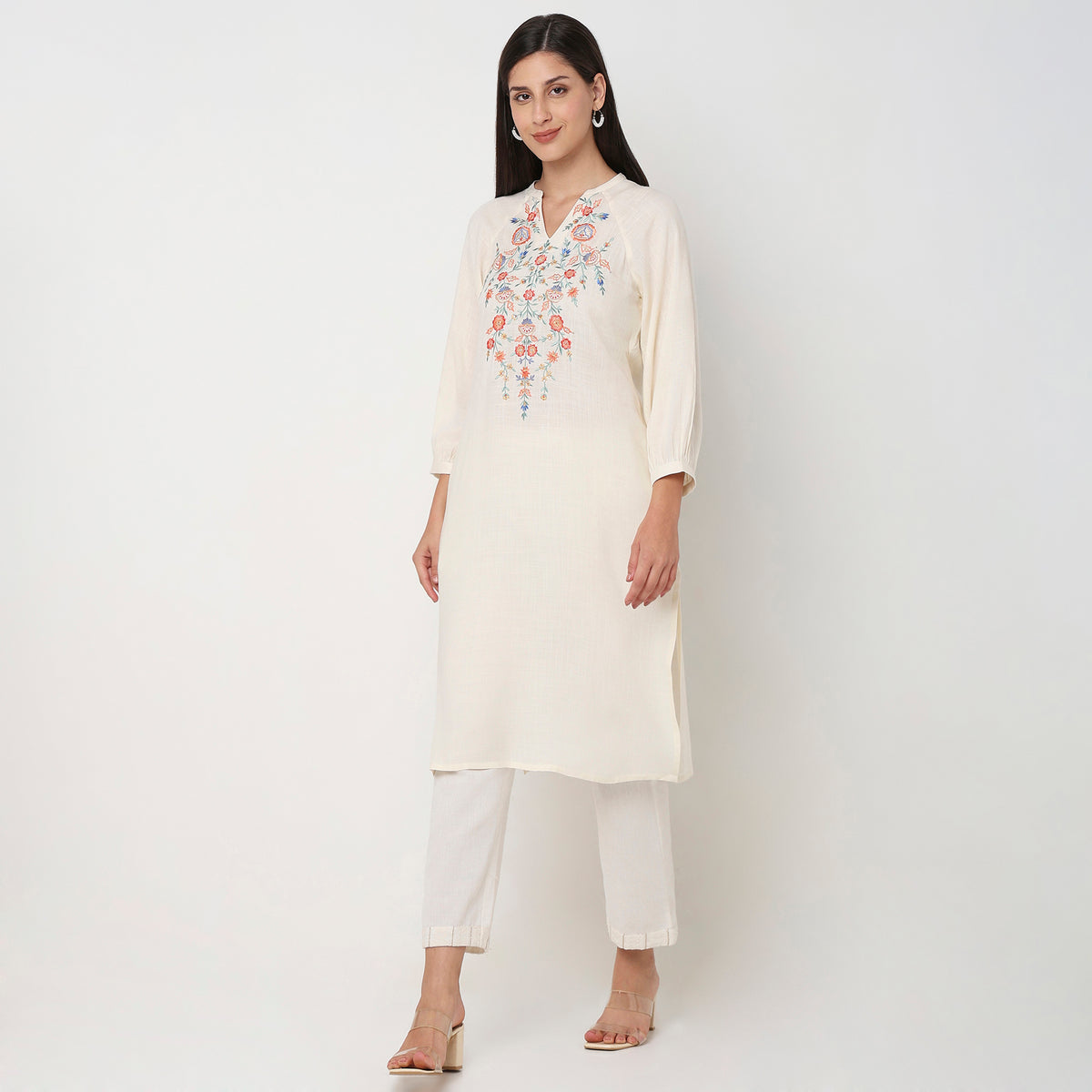 Flare Fit Embroidered Kurta