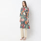 Printed Knee Length Band Neck Straight Kurta