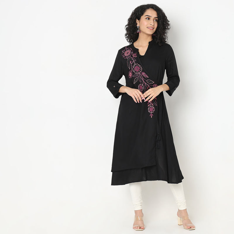 Flare Fit Embroidered Kurta