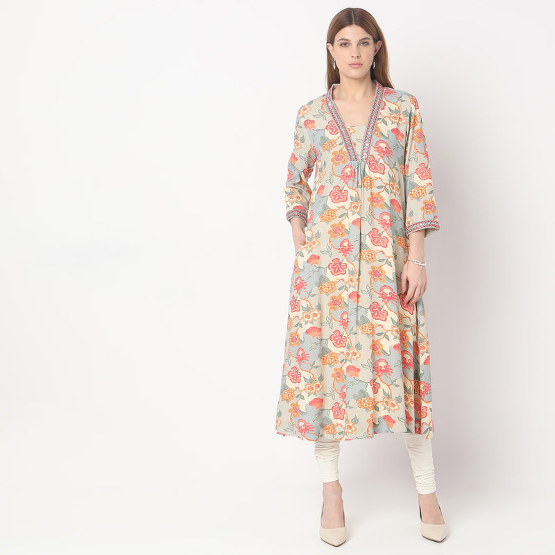 Flare Fit Printed Kurta