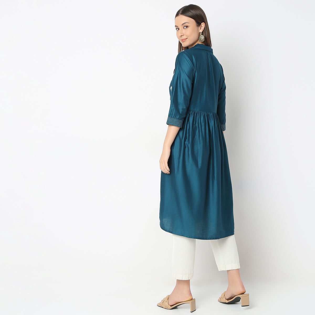 Flare Fit Embroidered Kurta