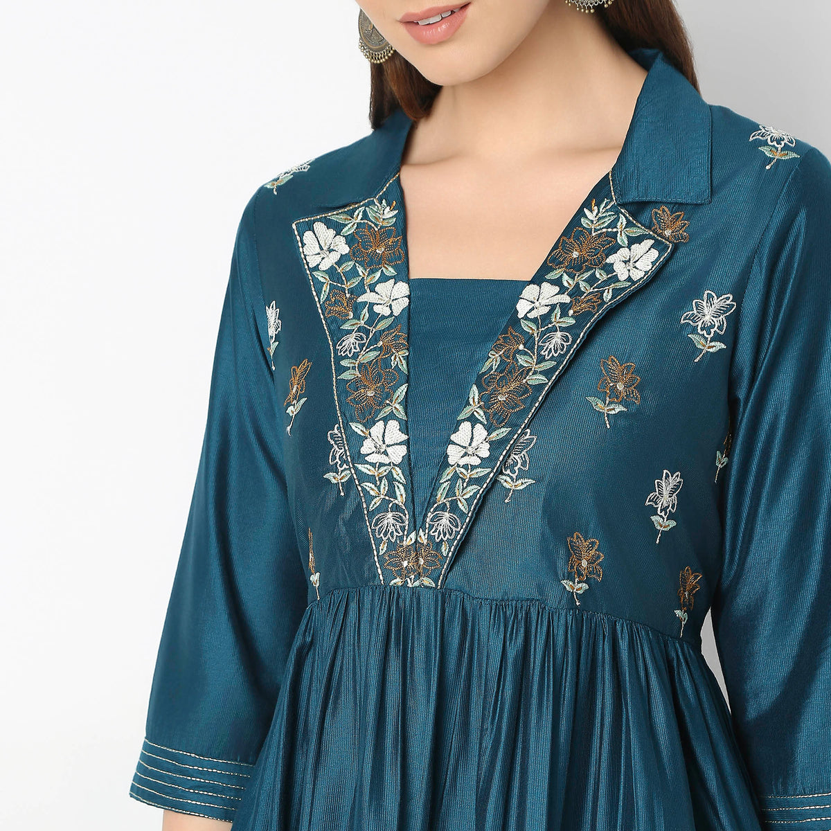 Flare Fit Embroidered Kurta