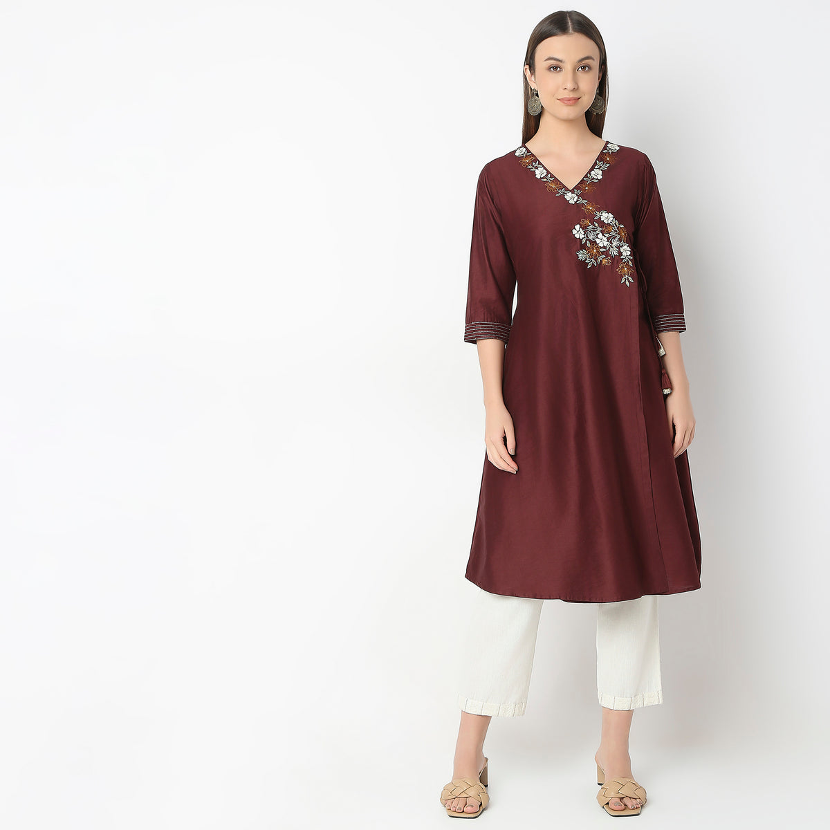 Flare Fit Embroidered Kurta