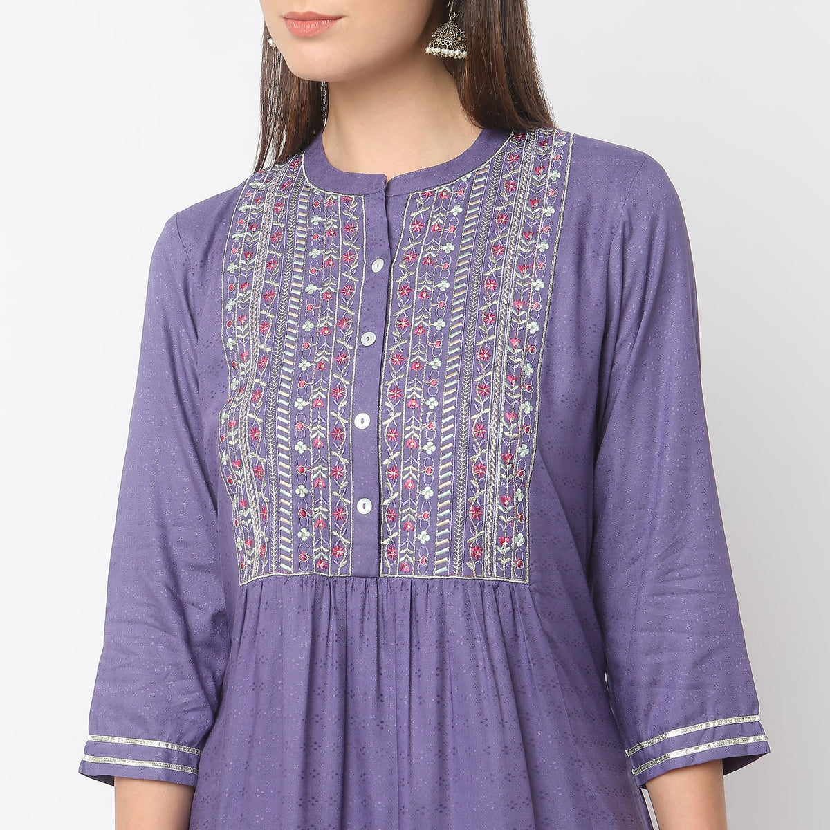 Flare Fit Embroidered Kurta