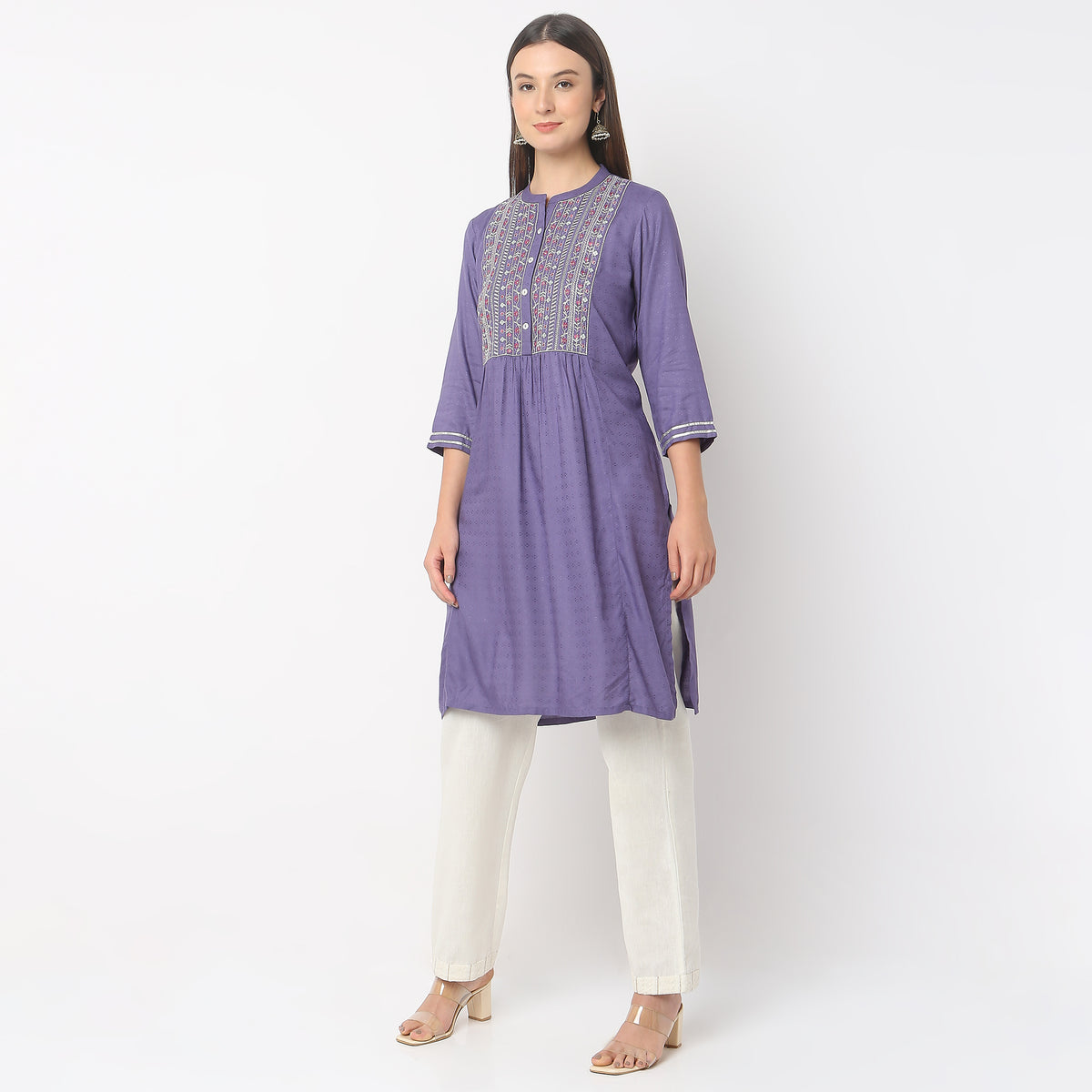 Flare Fit Embroidered Kurta