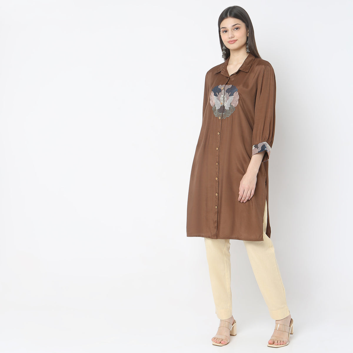 Flare Fit Solid Kurta