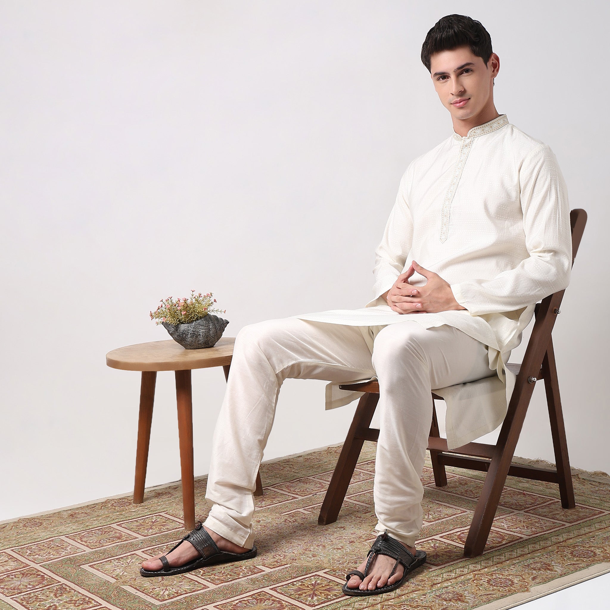 Regular Fit Jacquard Kurta