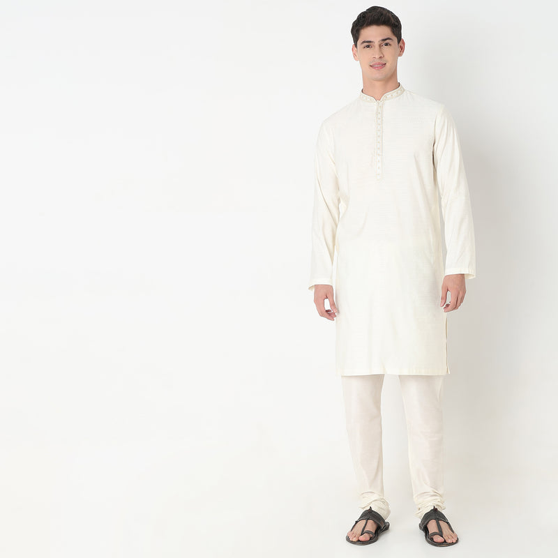 Regular Fit Jacquard Kurta