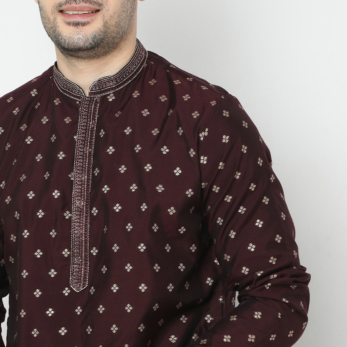 Regular Fit Jacquard Kurta