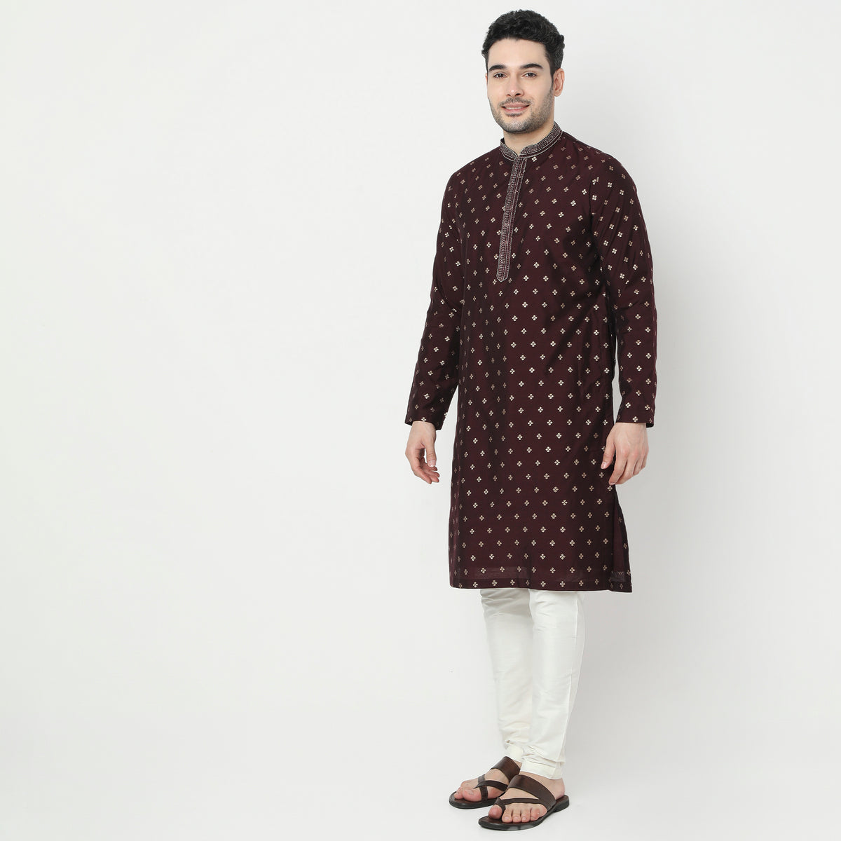 Regular Fit Jacquard Kurta