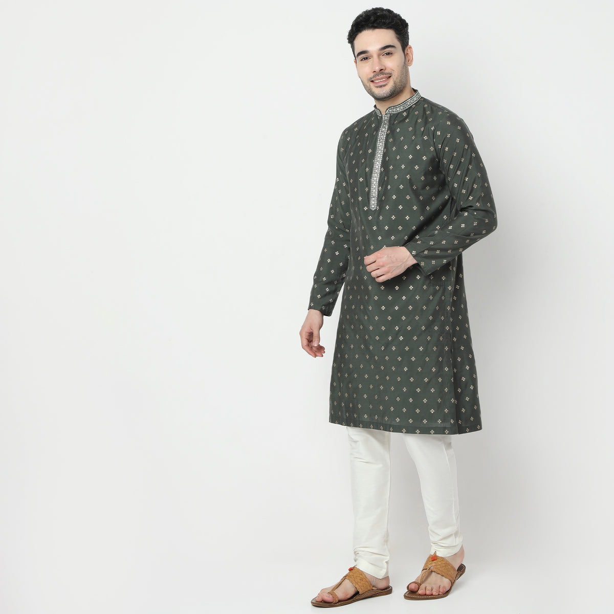 Regular Fit Jacquard Kurta