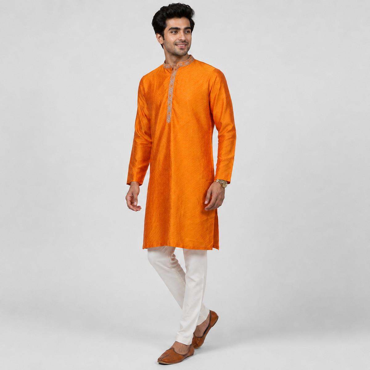 Jacquard Straight Long Kurta