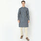 Jacquard Knee Length Straight Digital Print Kurta