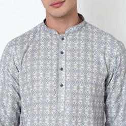 Digital Print Knee Length Mandarin Collar Straight Kurta