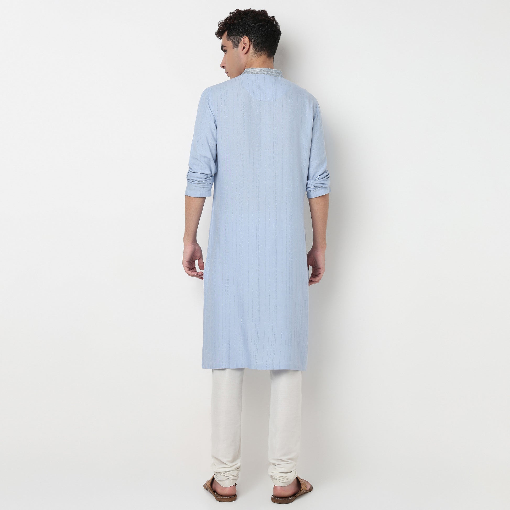 Buy Men Straight Fit Striped Full Sleeve Kurta  - Style Union