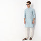 Knitted Jacquard Knee Length Mandarin Collar Straight Kurta