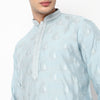 Knitted Jacquard Knee Length Mandarin Collar Straight Kurta