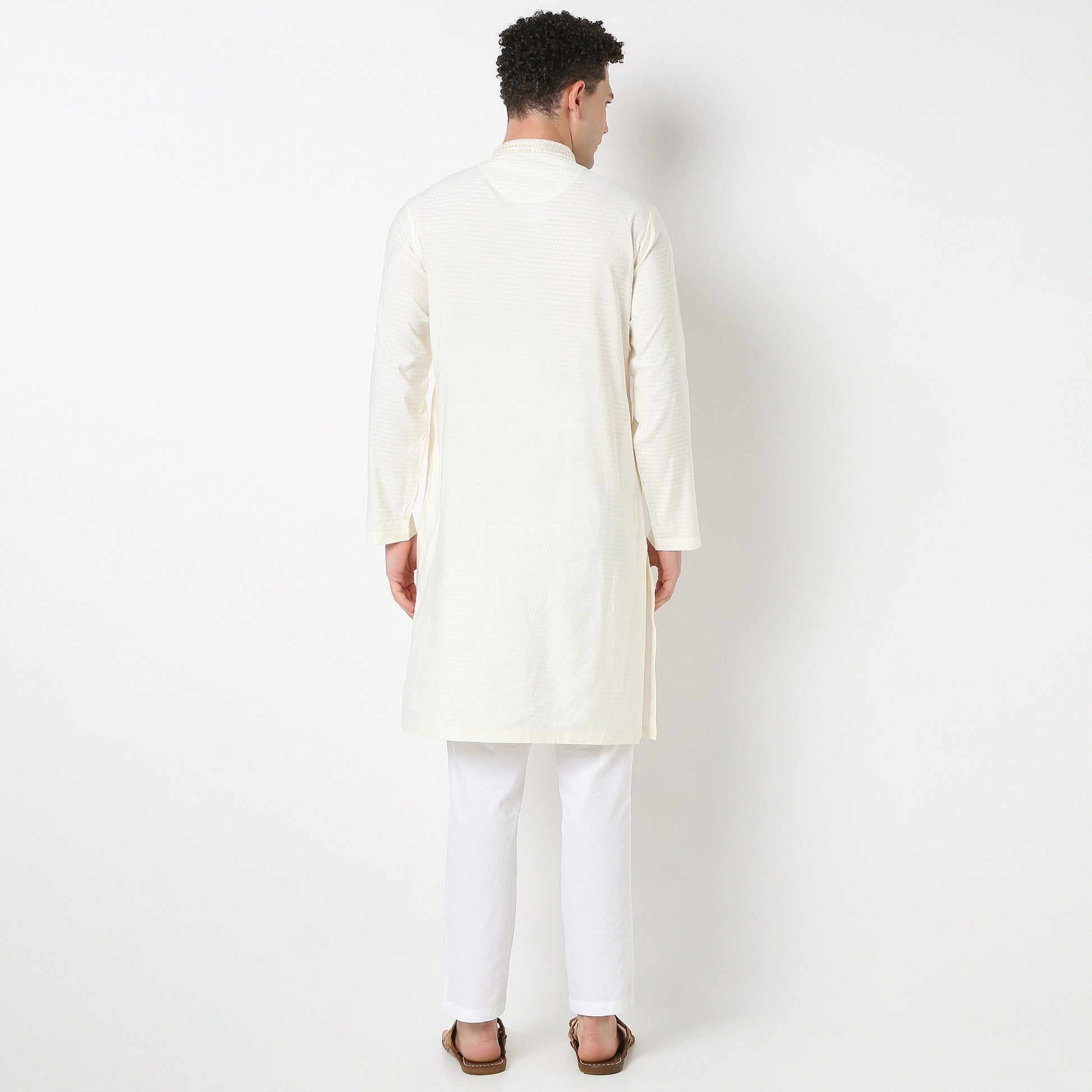 Jacquard Straight Long Kurta