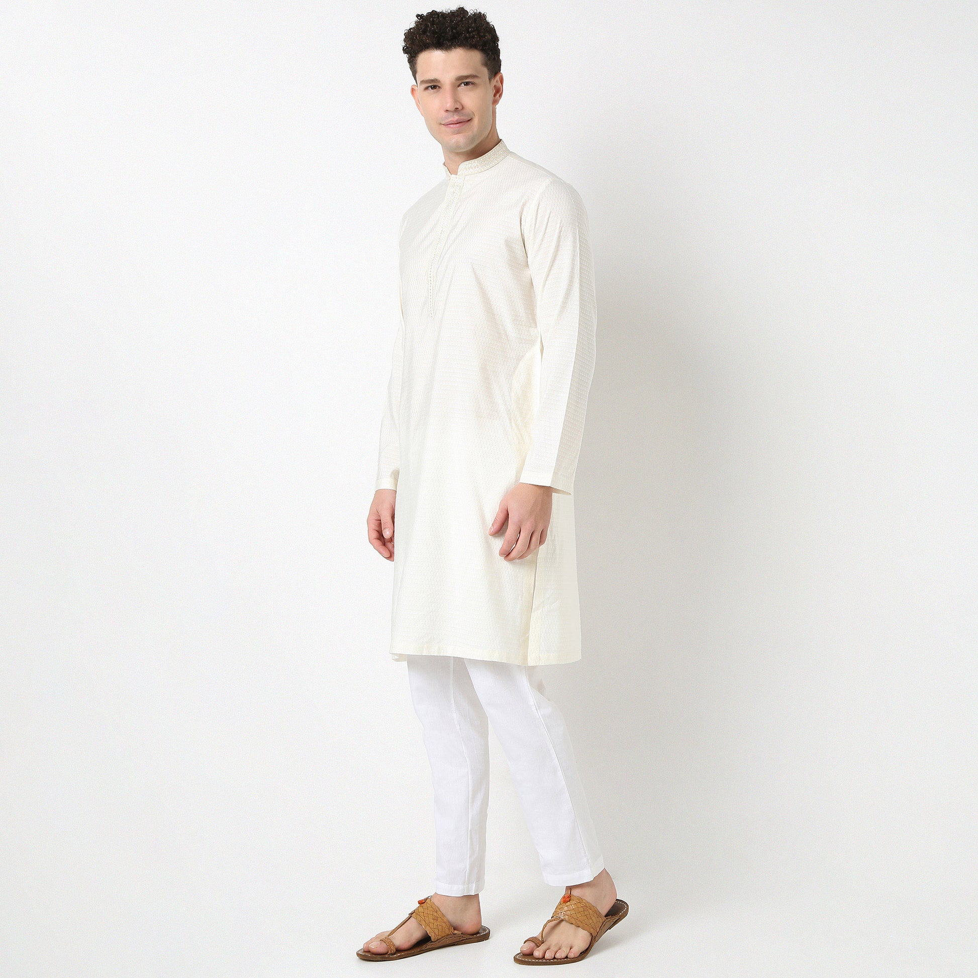 Jacquard Straight Long Kurta