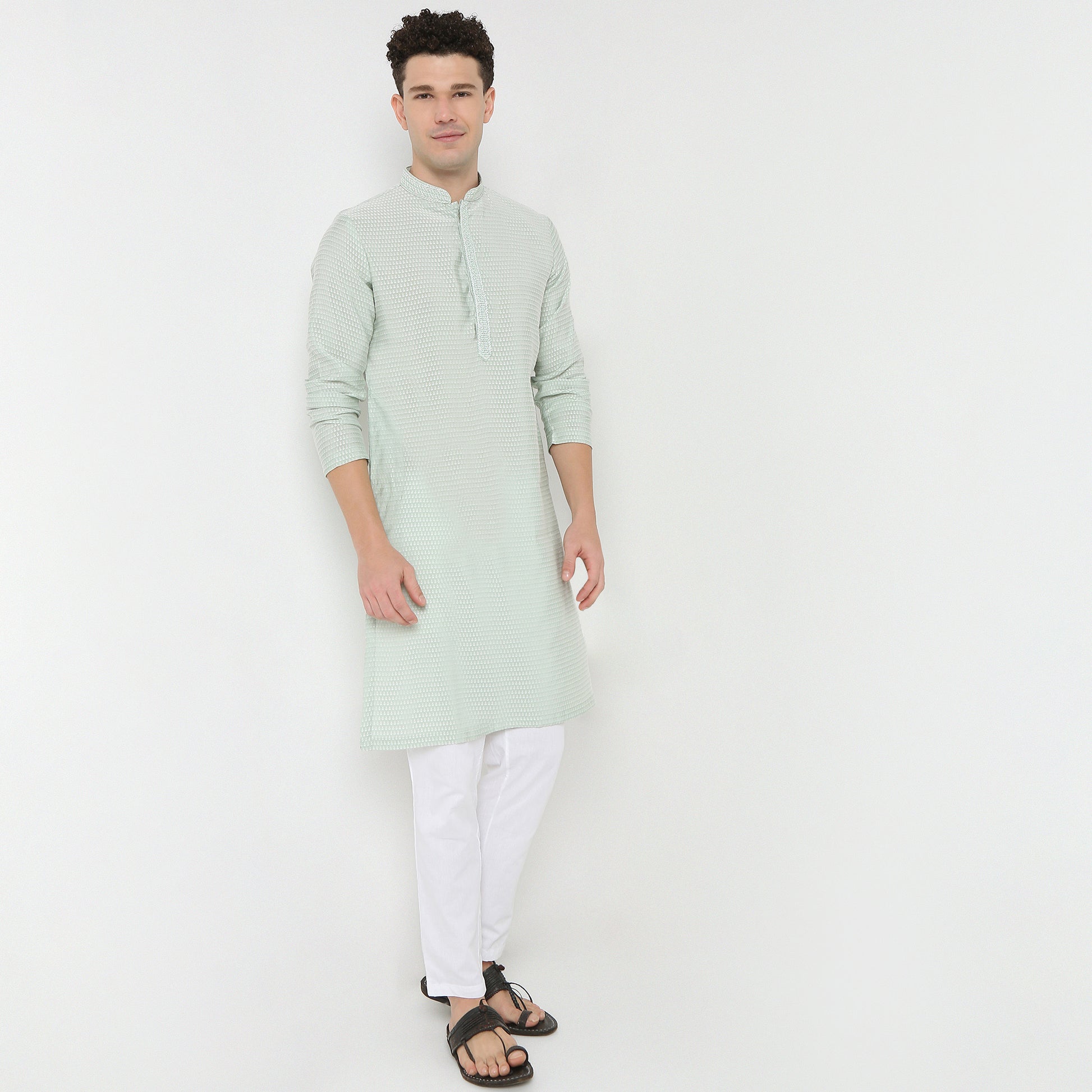 Jacquard Straight Long Kurta