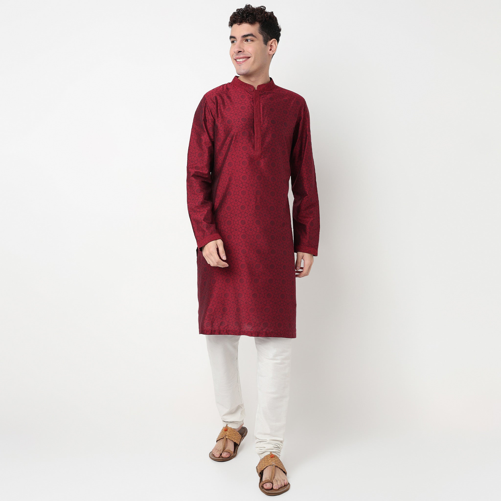 Buy Men Straight Fit Digital Printed Full Sleeve Kurta  - Style Union